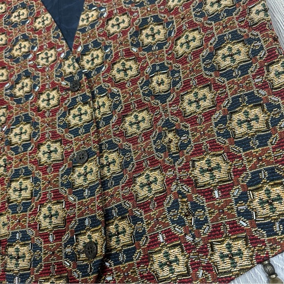 Vintage Carole Little Tapestry Beaded Detail Boho Festival Vest Size L - Picture 5 of 8